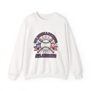 Patriotic Baseball Graphic Sweatshirt | Vintage Red White Blue, All Star Fan