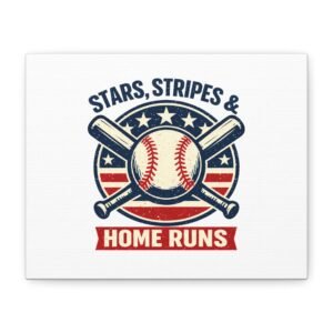 Stars, Stripes & Home Runs Canvas | Patriotic Baseball Vintage Graphic