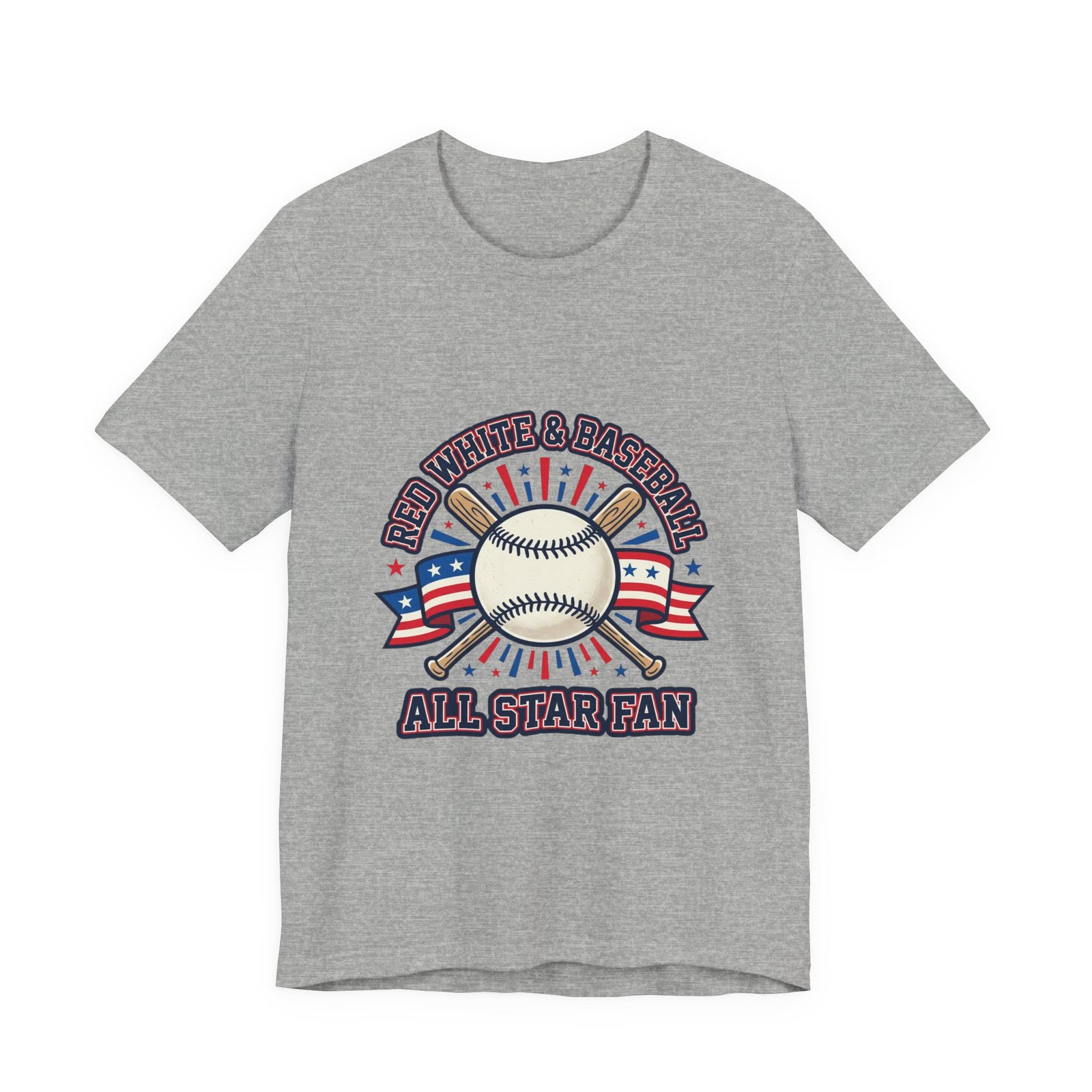All Star Fan Baseball Tee | Patriotic Baseball Graphic, Red White Blue Shirt - Image 13