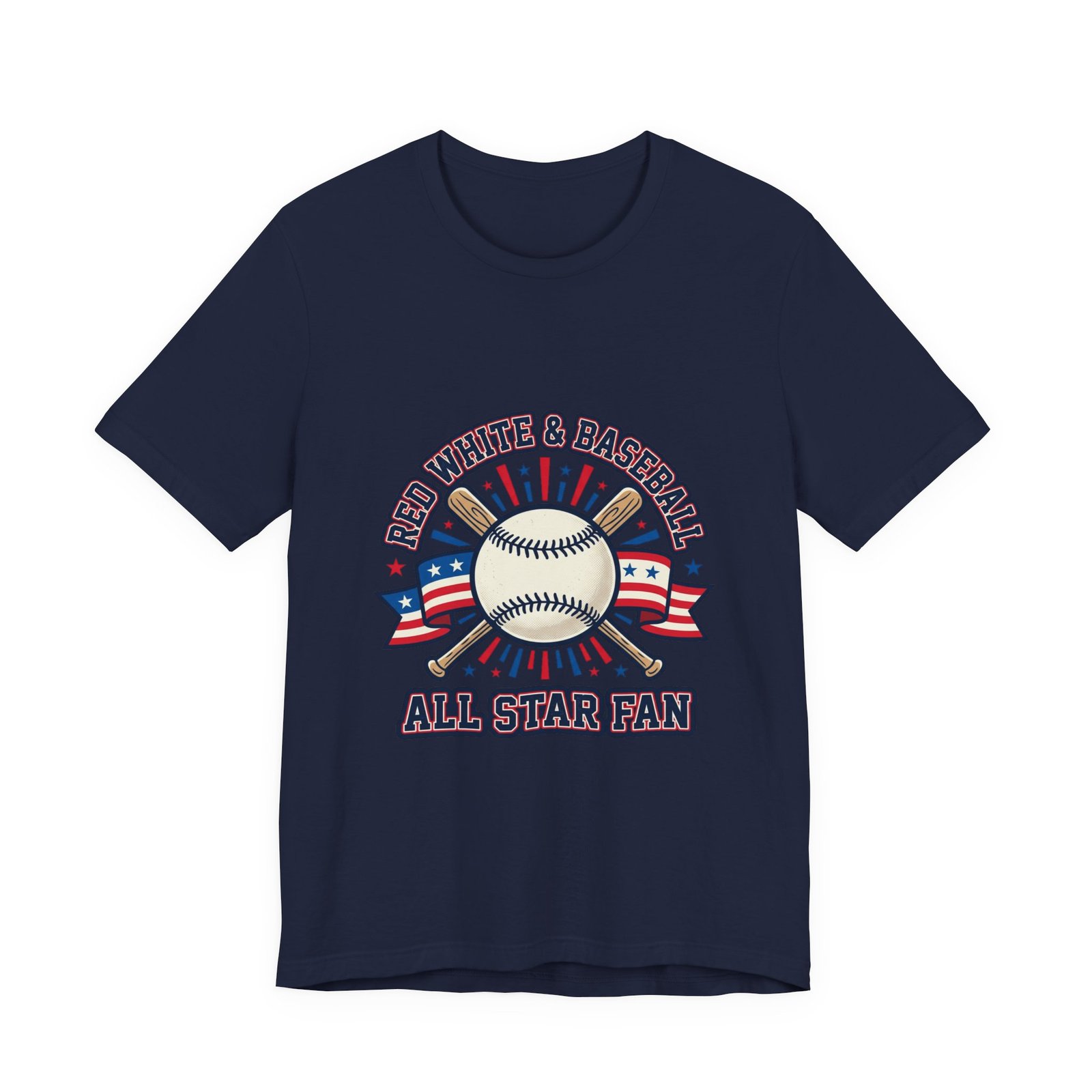 All Star Fan Baseball Tee | Patriotic Baseball Graphic, Red White Blue Shirt - Image 17