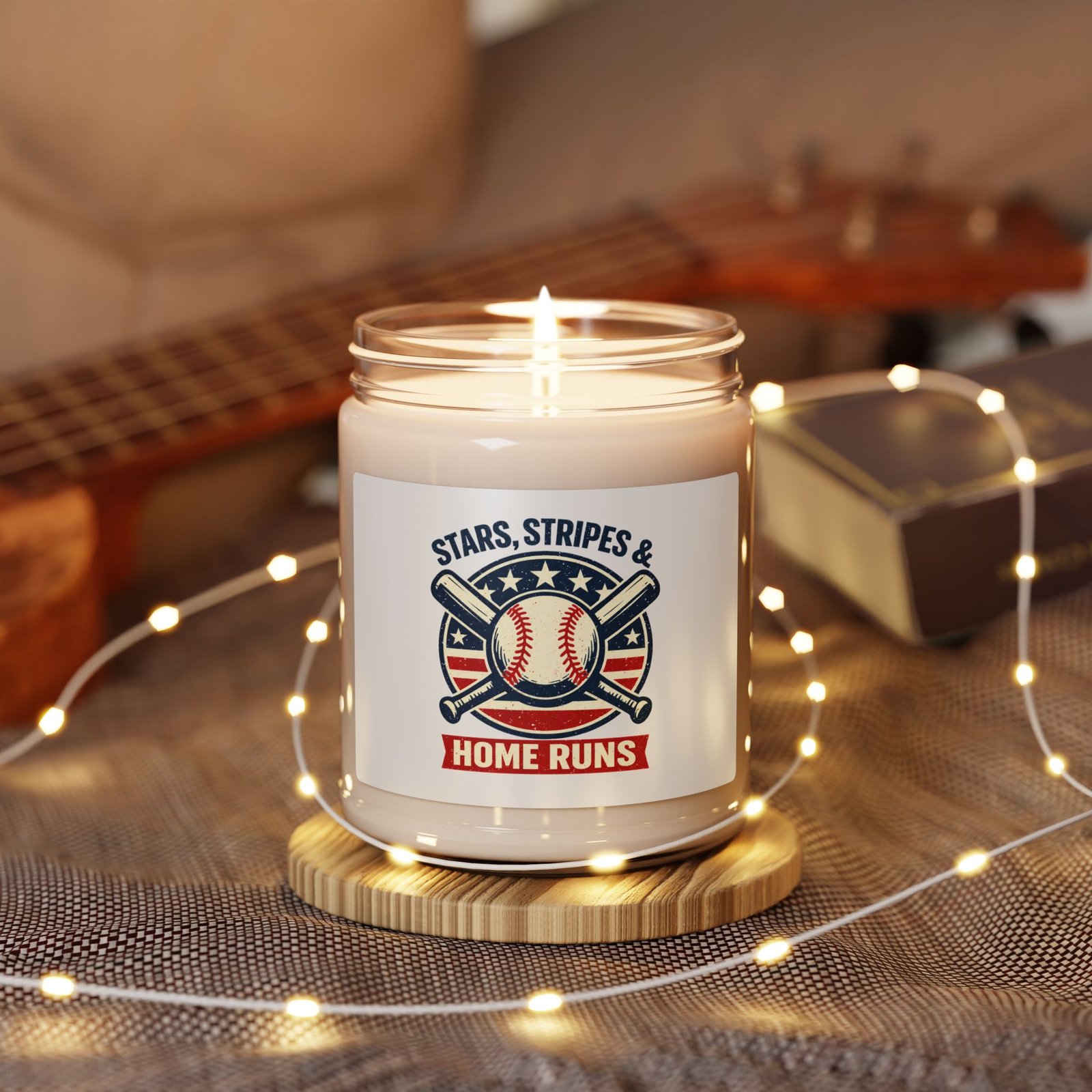 Stars Stripes Home Runs Candle | Patriotic Baseball Candle, Vintage Ballpark Aesthetic - Image 27
