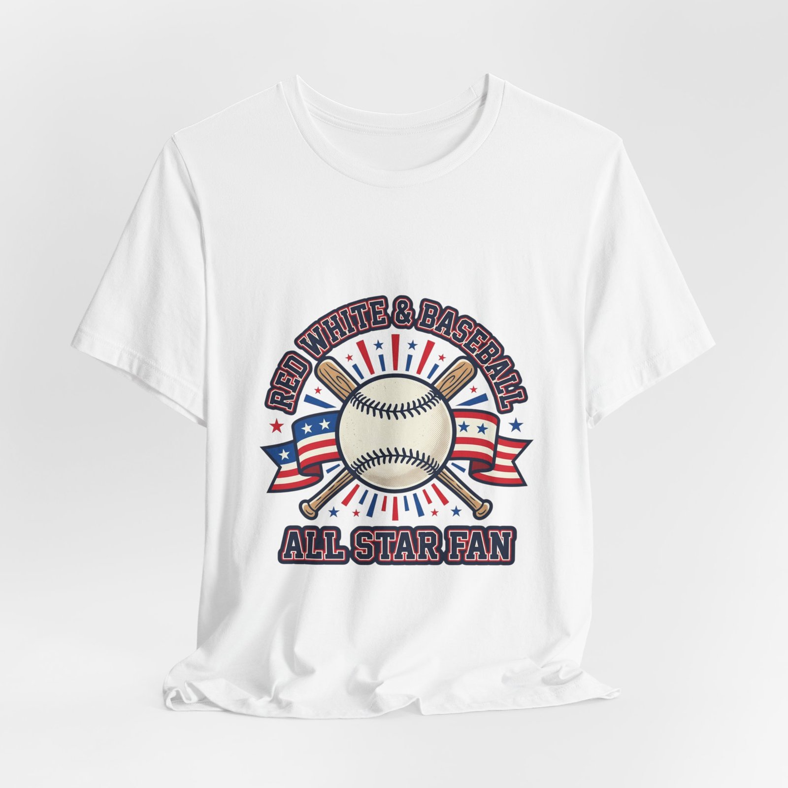 All Star Fan Baseball Tee | Patriotic Baseball Graphic, Red White Blue Shirt - Image 4