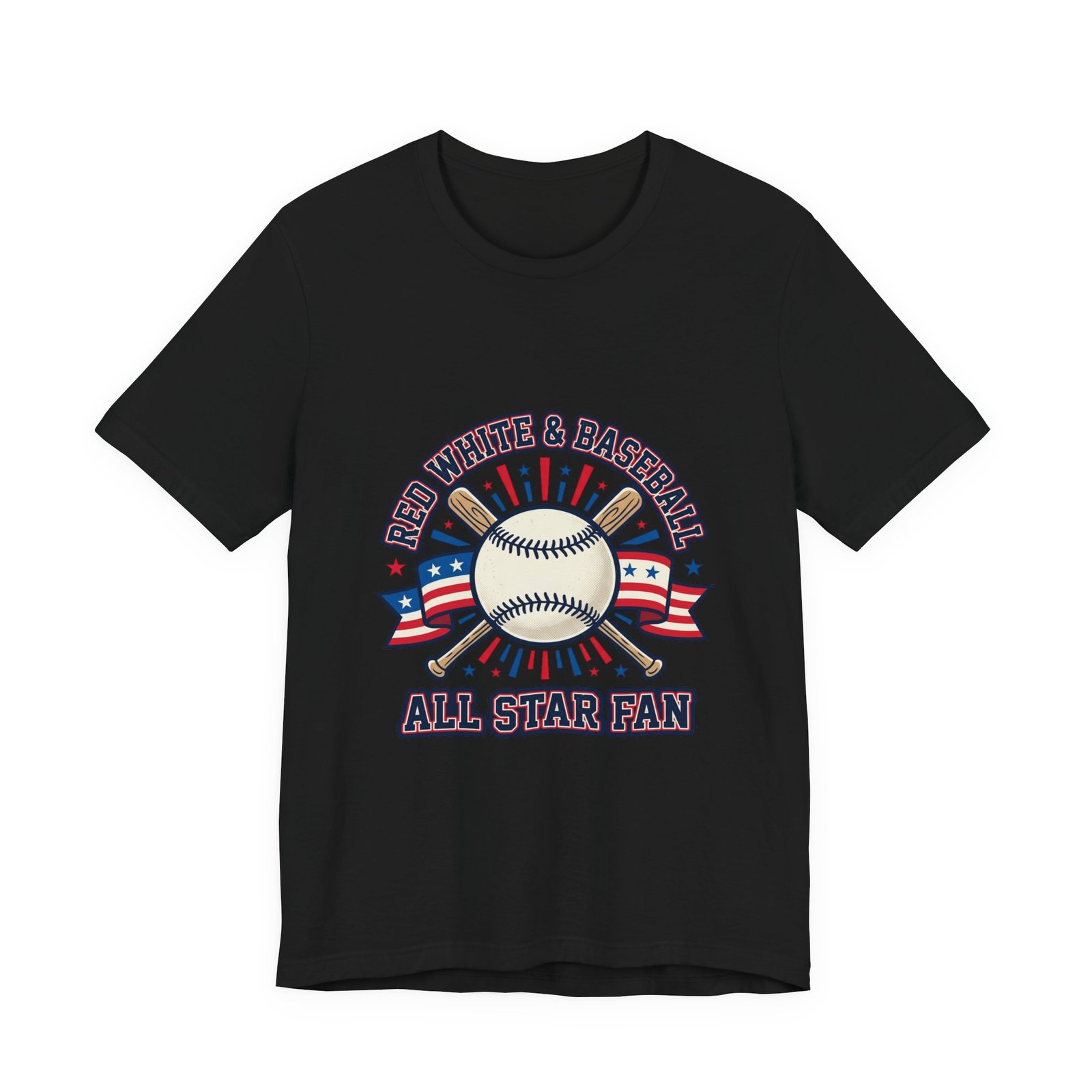 All Star Fan Baseball Tee | Patriotic Baseball Graphic, Red White Blue Shirt - Image 5