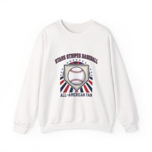 All-American Baseball Crewneck Sweatshirt | Vintage Patriotic Baseball Graphic