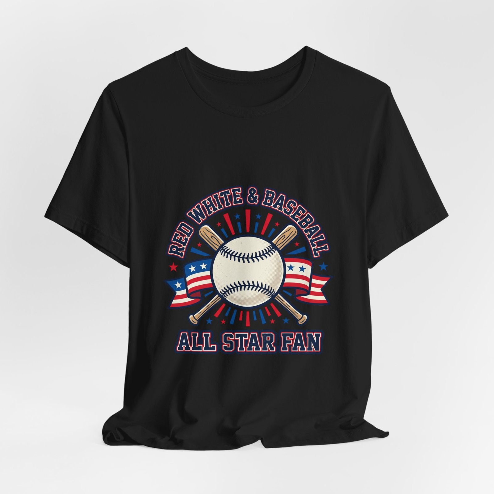 All Star Fan Baseball Tee | Patriotic Baseball Graphic, Red White Blue Shirt - Image 8