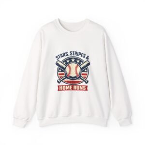 Stars Stripes & Home Runs Sweatshirt | Patriotic Baseball Graphic, Vintage Red White Blue