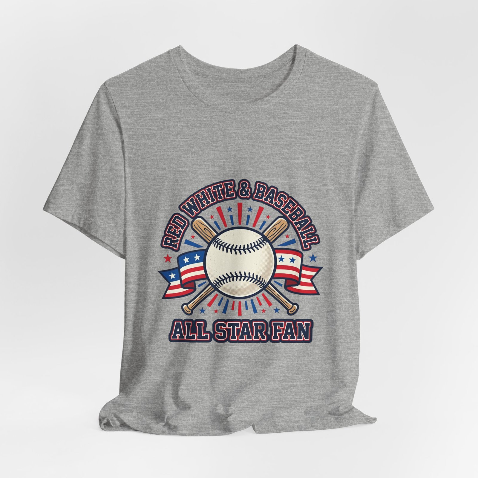 All Star Fan Baseball Tee | Patriotic Baseball Graphic, Red White Blue Shirt - Image 16