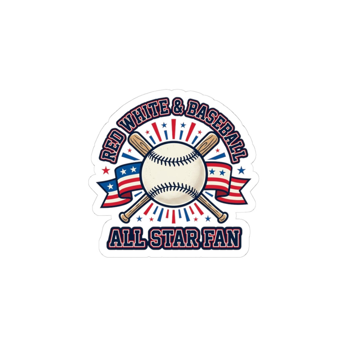Patriotic Baseball All Star Fan Sticker | Red White Blue Ballpark Aesthetic