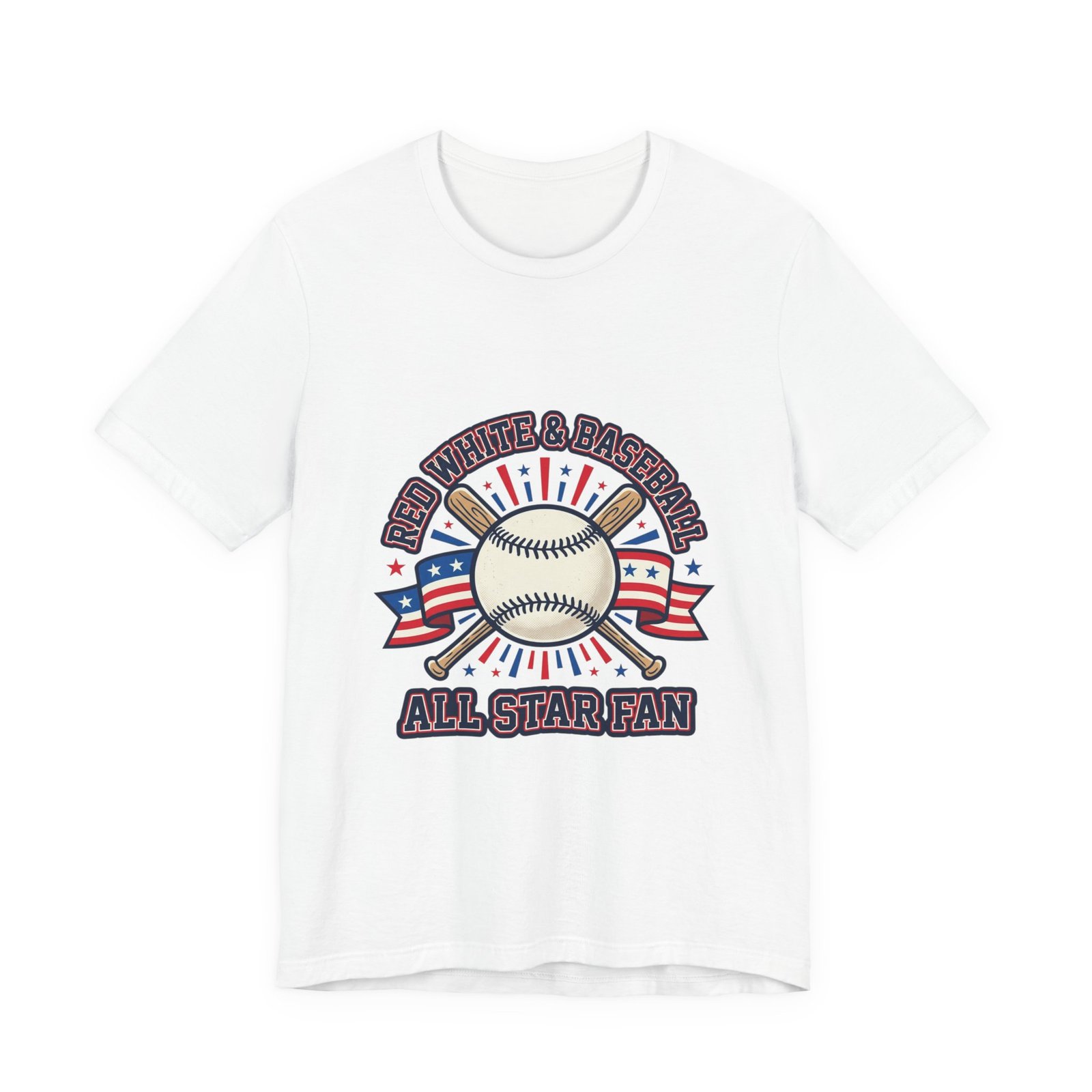 All Star Fan Baseball Tee | Patriotic Baseball Graphic, Red White Blue Shirt