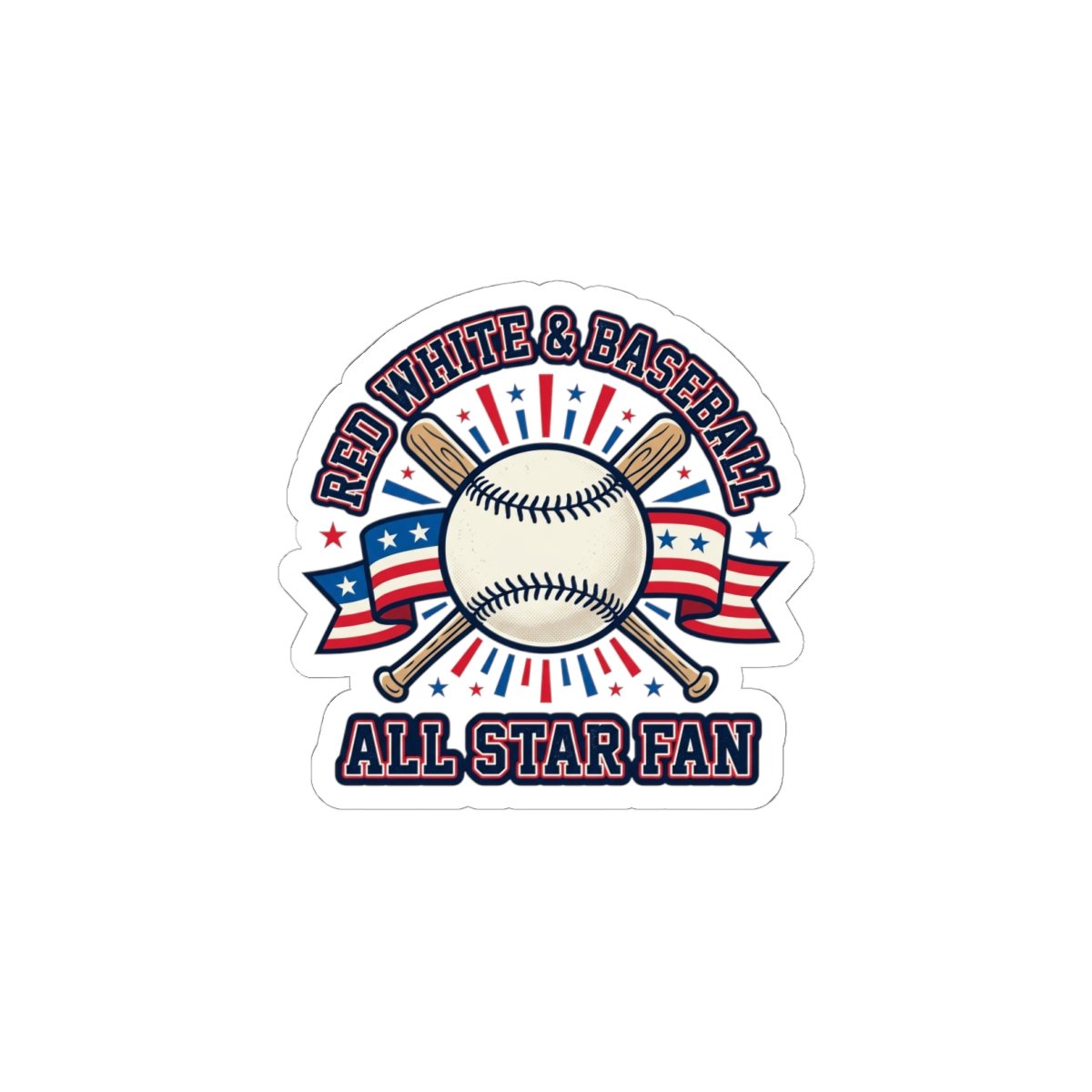 Patriotic Baseball All Star Fan Sticker | Red White Blue Ballpark Aesthetic - Image 7