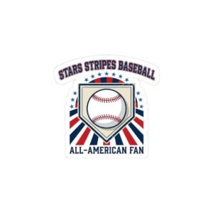 All-American Baseball Sticker | Patriotic Vintage Baseball Graphic, Red White Blue