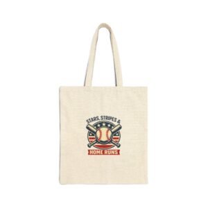 Patriotic Baseball Graphic Tote | Vintage Red White Blue, Home Run Bag